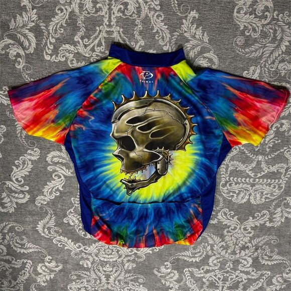 Primal Men's Tie Dye Skull Cycling Jersey Size XXL Multicolor Short Sleeve - Picture 2 of 5